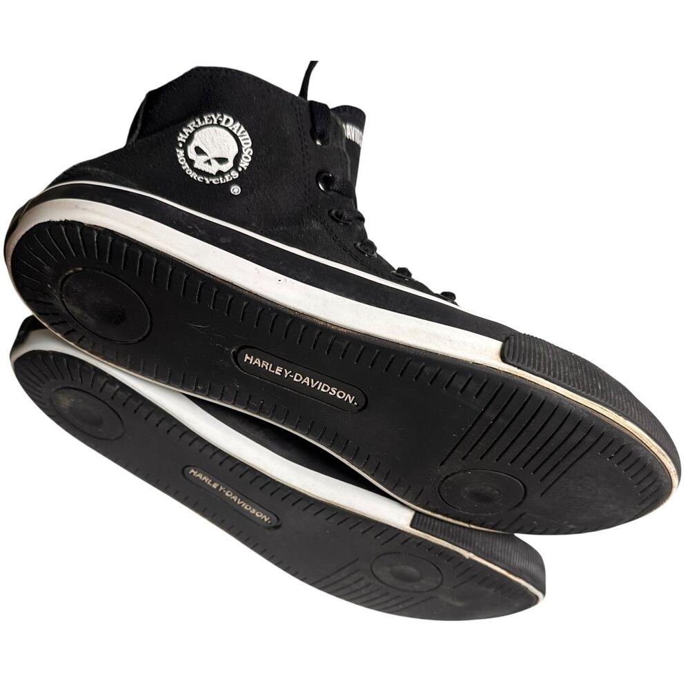 Harley Davidson Men’s Baxter Hi Top Leather Sneakers Mens Sz 10 Black Moto Biker - Picture 7 of 14